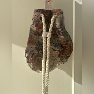 Teddy Bear Patterned Drawstring Bag